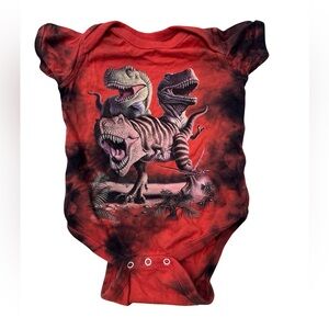 The Mountain Baby Onesie 12M Fossil World Drumheller Dinosaur Graphic Tie Dye